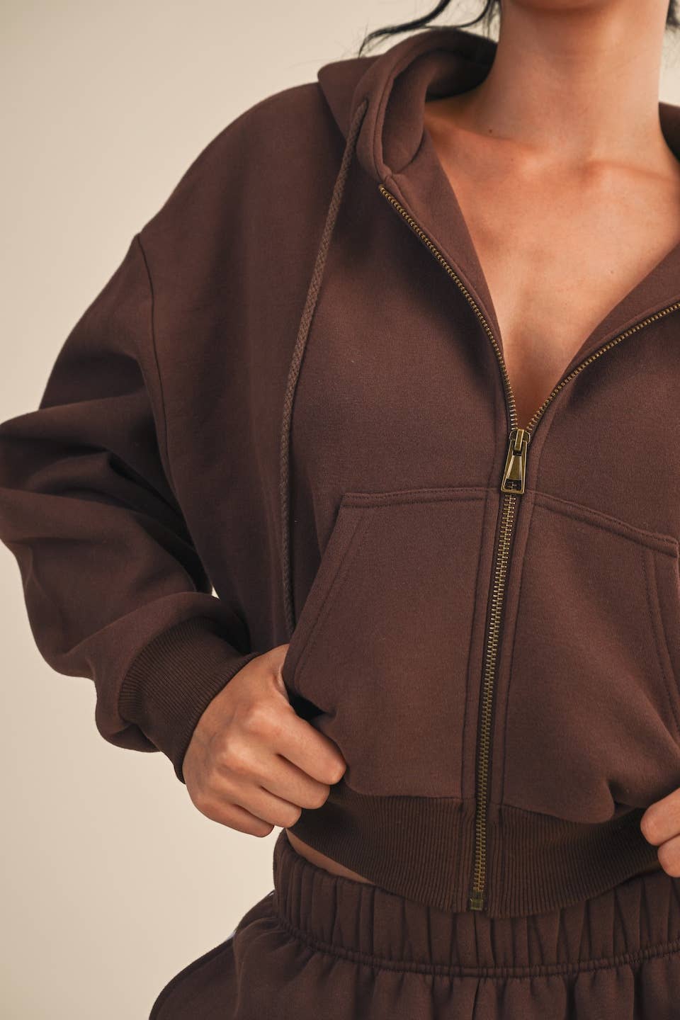 Cozy Fleece Oversized Crop Full Zip Hoodie