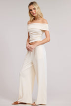 Off Shoulder Pants Set with Ruched Top
