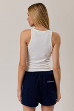 ROUND NECK SLEEVELESS USA BEADS RIBBED TANK TOP