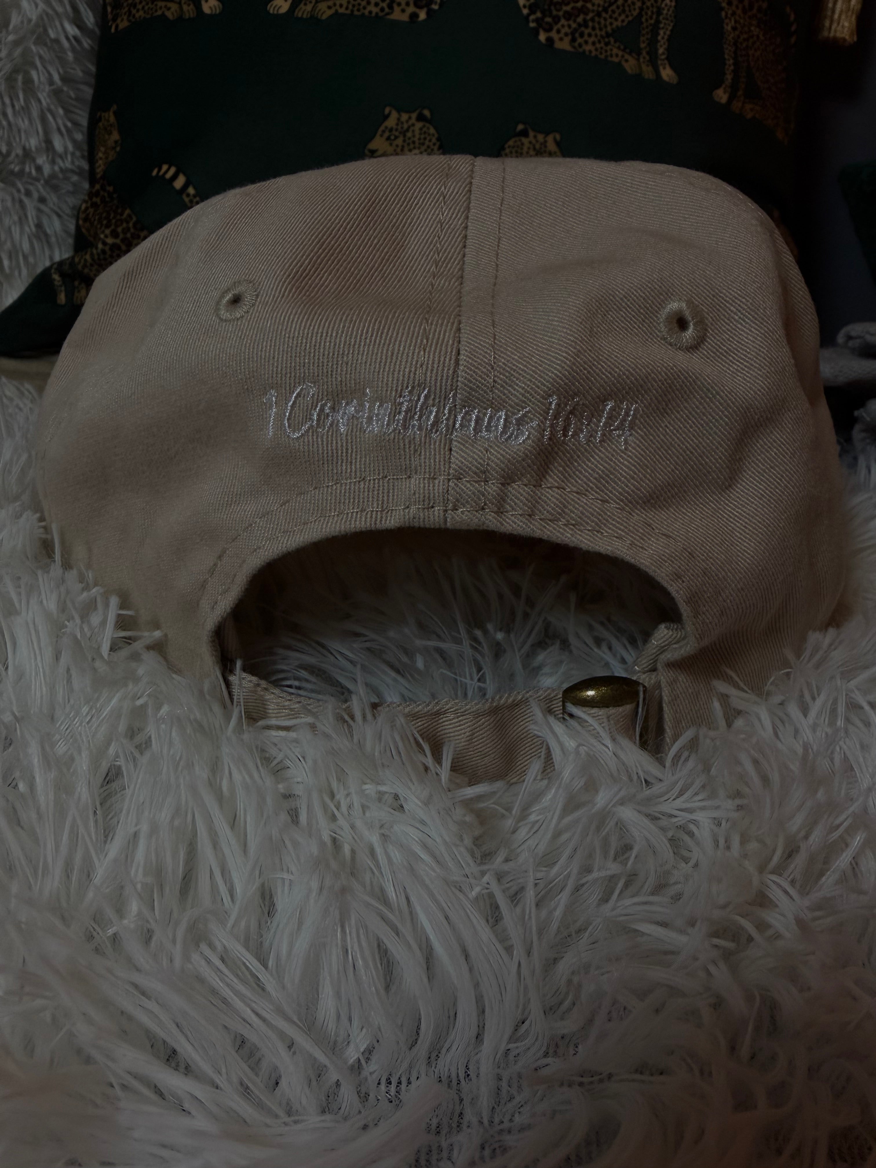 Gracefully Woven hat with scripture 1Corinthians 16:14 - “Let all that you do be done with love”
