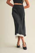 LACE TRIMMED MAXI SKIRT