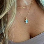 Emerald Bay Mother of Pearl Pendant Necklace Gold Filled