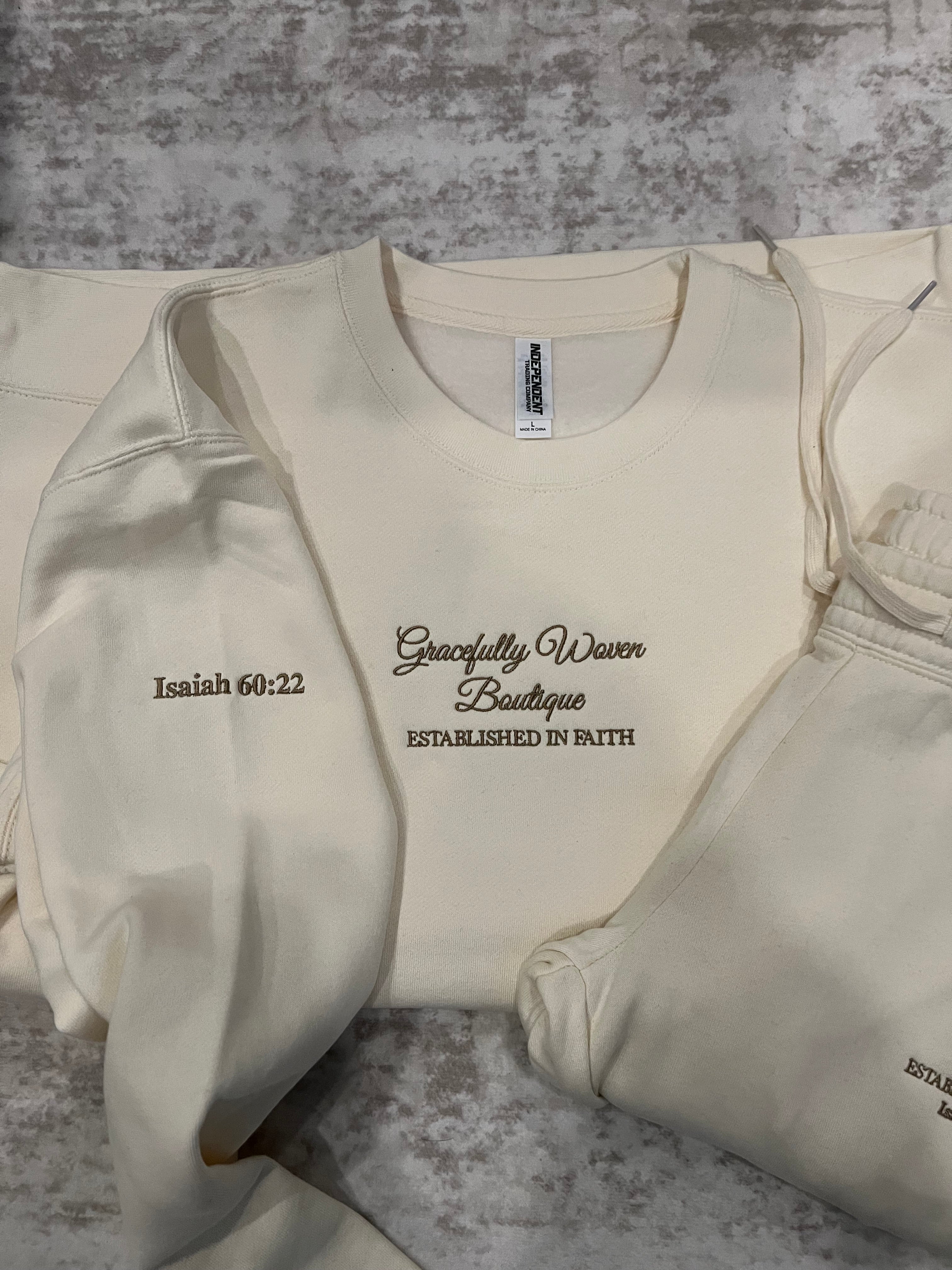 Matching sweatsuit with verse Isaiah 60:22