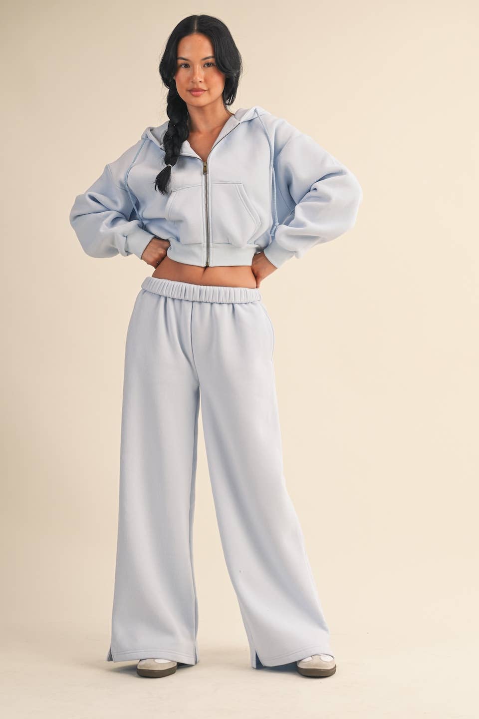 Cozy Fleece Oversized Crop Full Zip Hoodie