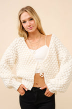 Bubble Textured Tie Front Cardigan