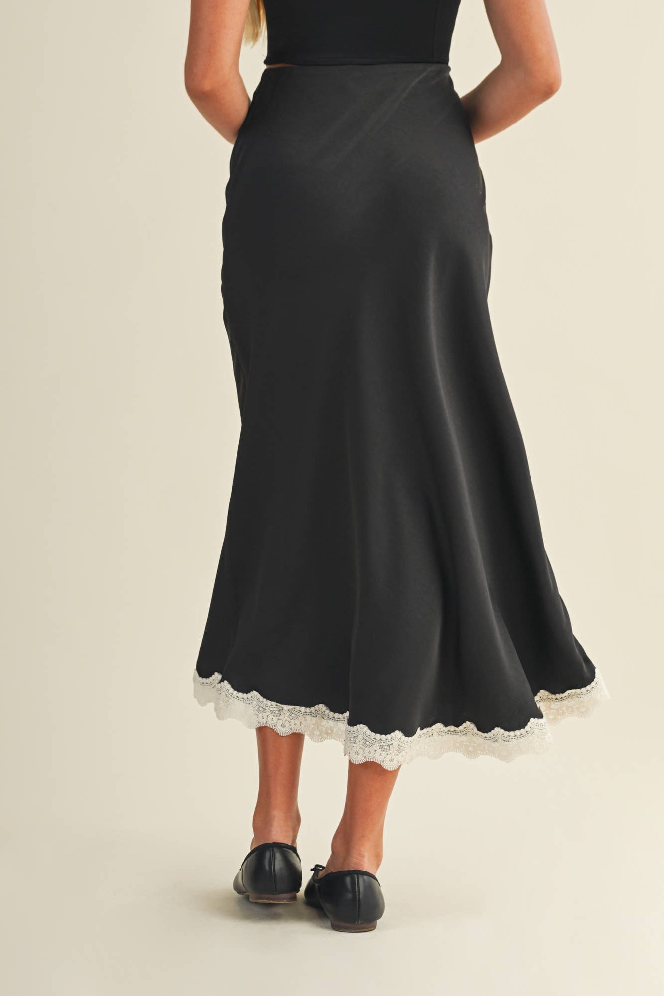 LACE TRIMMED MAXI SKIRT