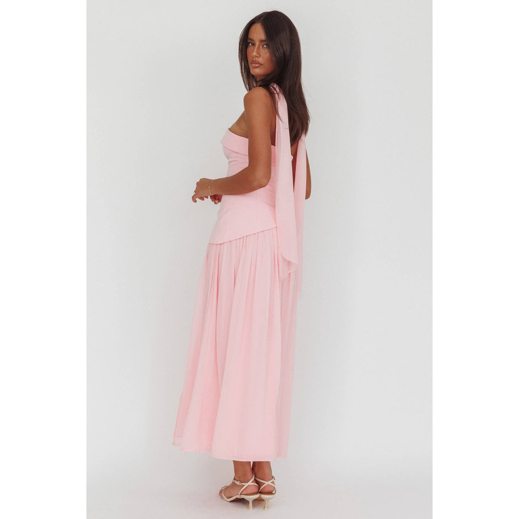 STRAPLESS PINK MAXI DRESS