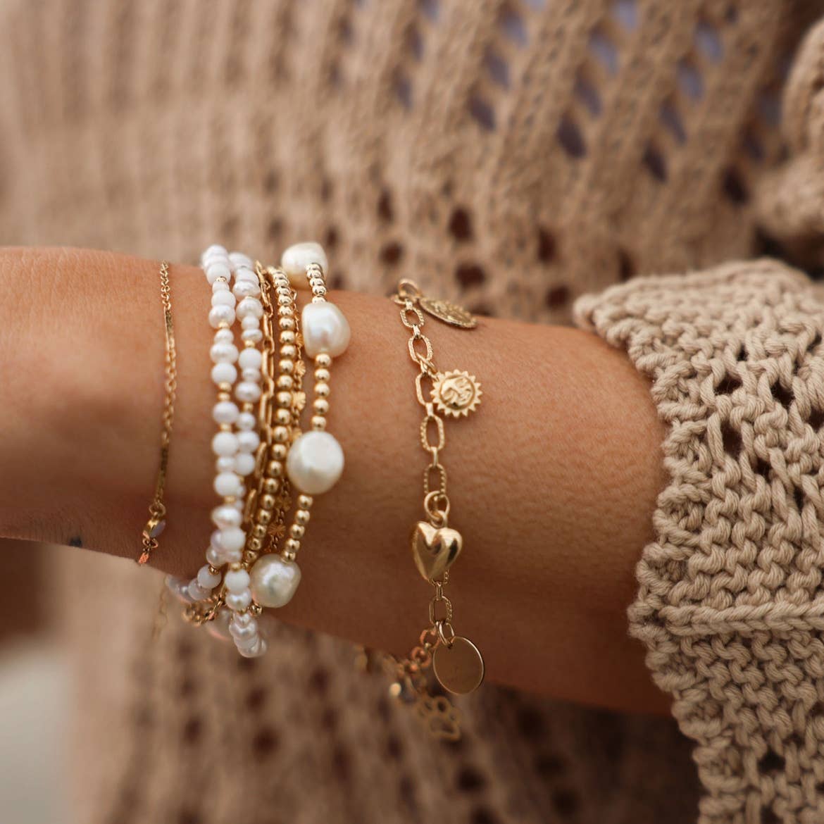 Addison Pearl Beaded Bracelet Gold Filled Sterling Silver