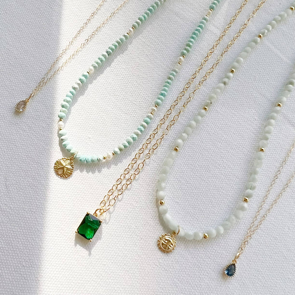 Èire Emerald Green Pendant Necklace Gold Filled