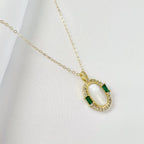 Emerald Bay Mother of Pearl Pendant Necklace Gold Filled