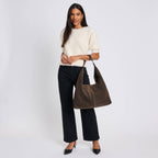 Amber Genuine Suede Leather Hobo