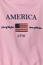 USA GRAPHIC EMBO SWEATSHIRT AND SHORTS