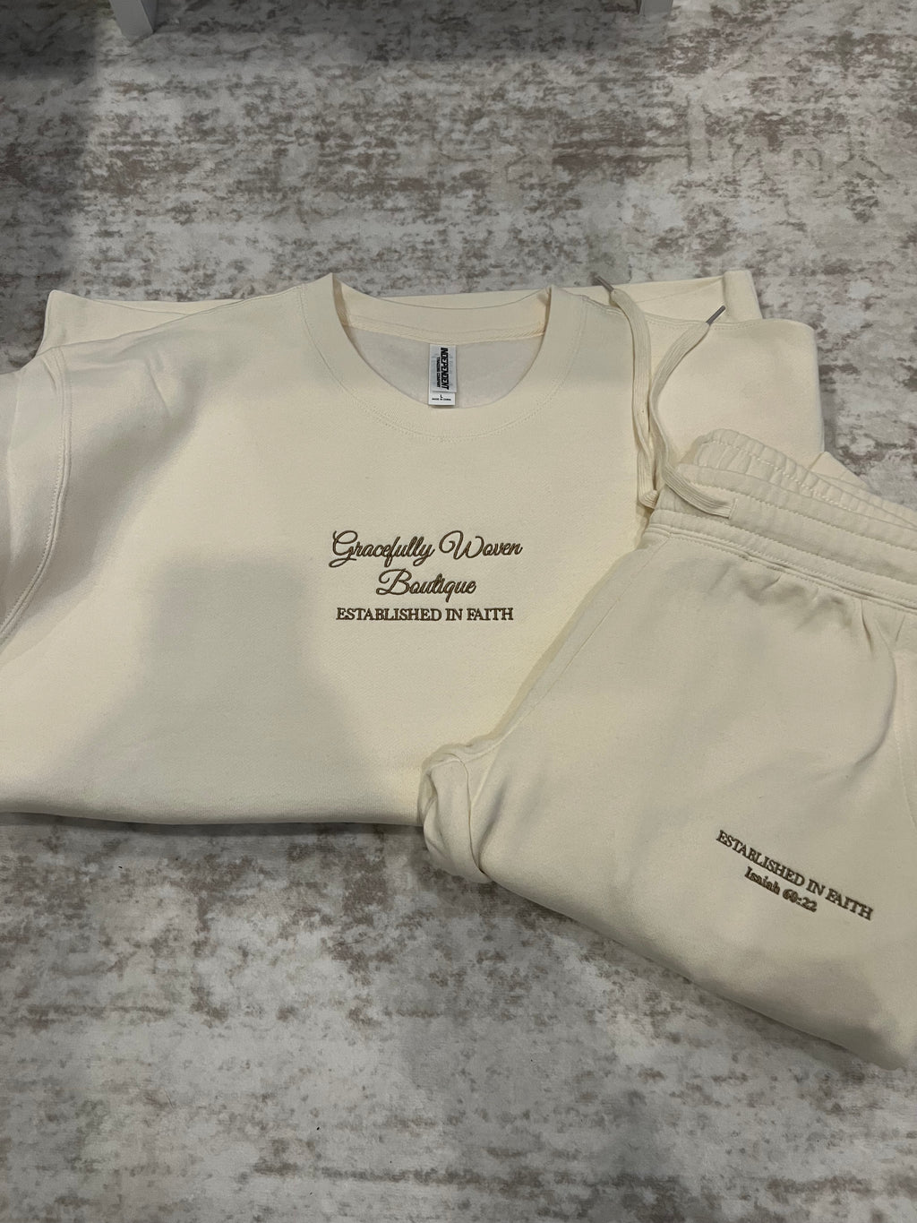 Matching sweatsuit with verse Isaiah 60:22