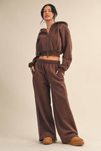 Cozy Fleece Oversized Crop Full Zip Hoodie