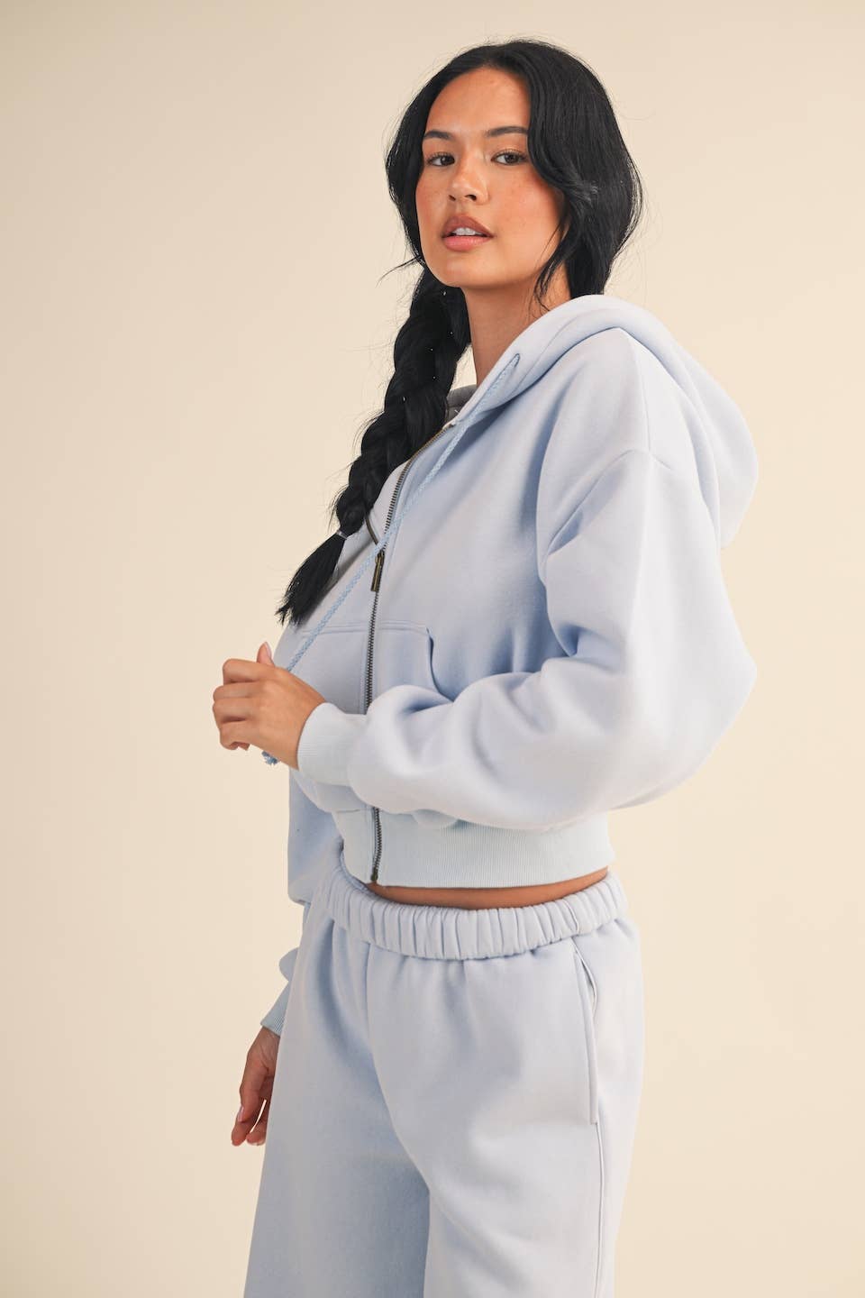 Cozy Fleece Oversized Crop Full Zip Hoodie