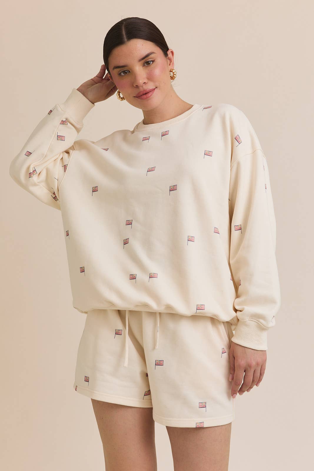 'USA FLAG' GRAPHIC SWEATSHIRT & SWEATSHORTS