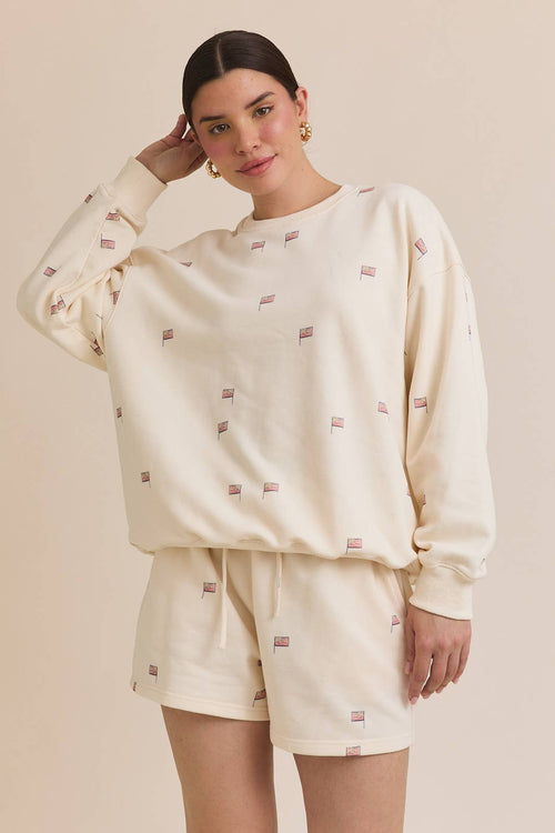 'USA FLAG' GRAPHIC SWEATSHIRT & SWEATSHORTS