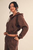 Cozy Fleece Oversized Crop Full Zip Hoodie