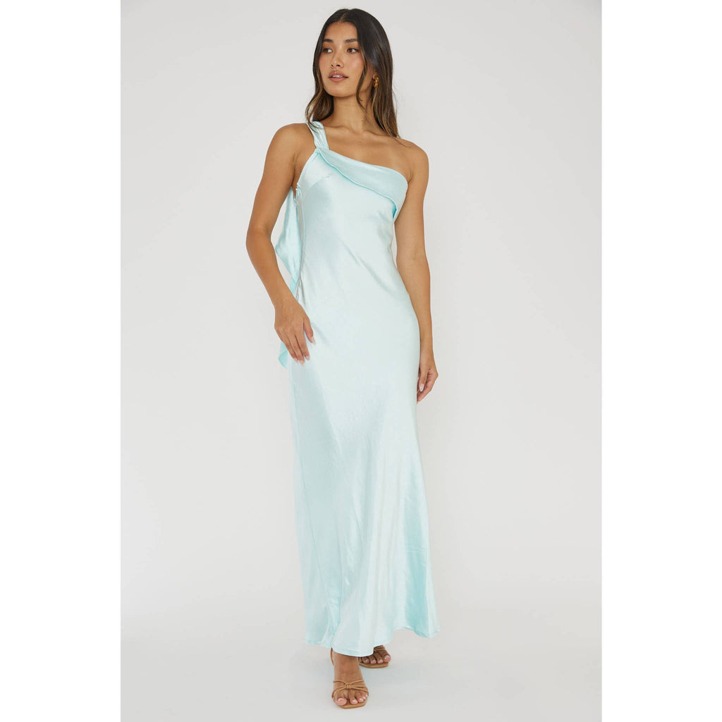ONE SHOULDER SATIN MAXI DRESS
