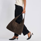 Amber Genuine Suede Leather Hobo