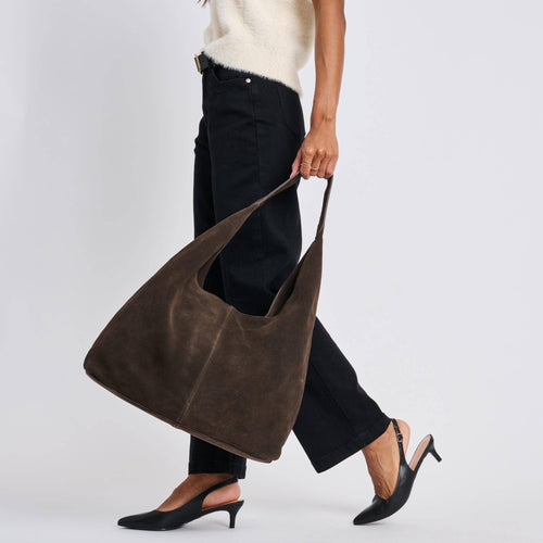 Amber Genuine Suede Leather Hobo