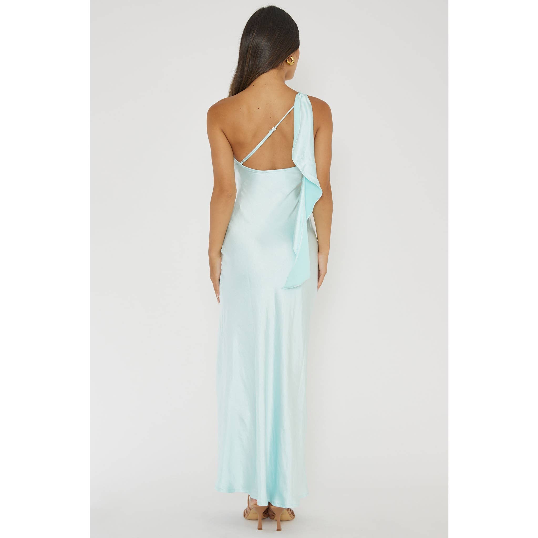 ONE SHOULDER SATIN MAXI DRESS