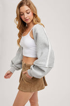 INNER FLEECE SHRUG KNIT CARDIGAN