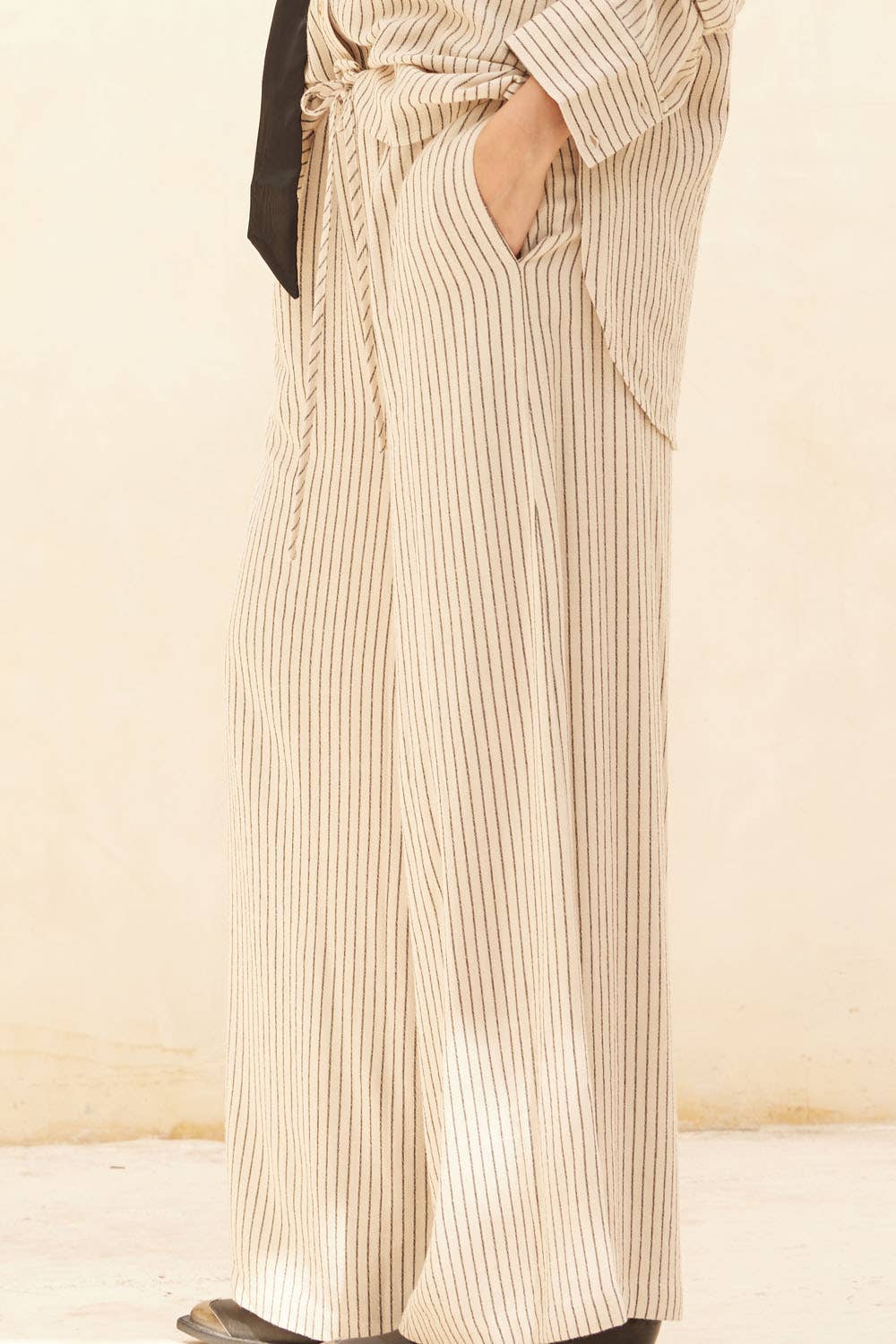 Striped Drawstring Wide-Leg Pocket Pants