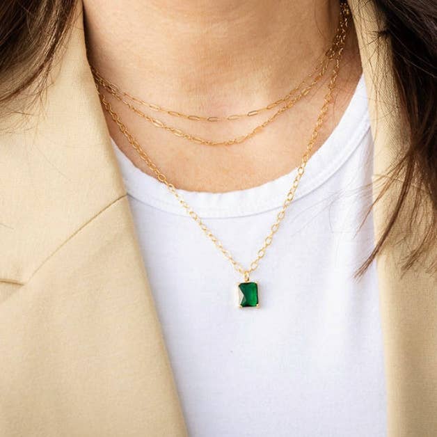 Èire Emerald Green Pendant Necklace Gold Filled