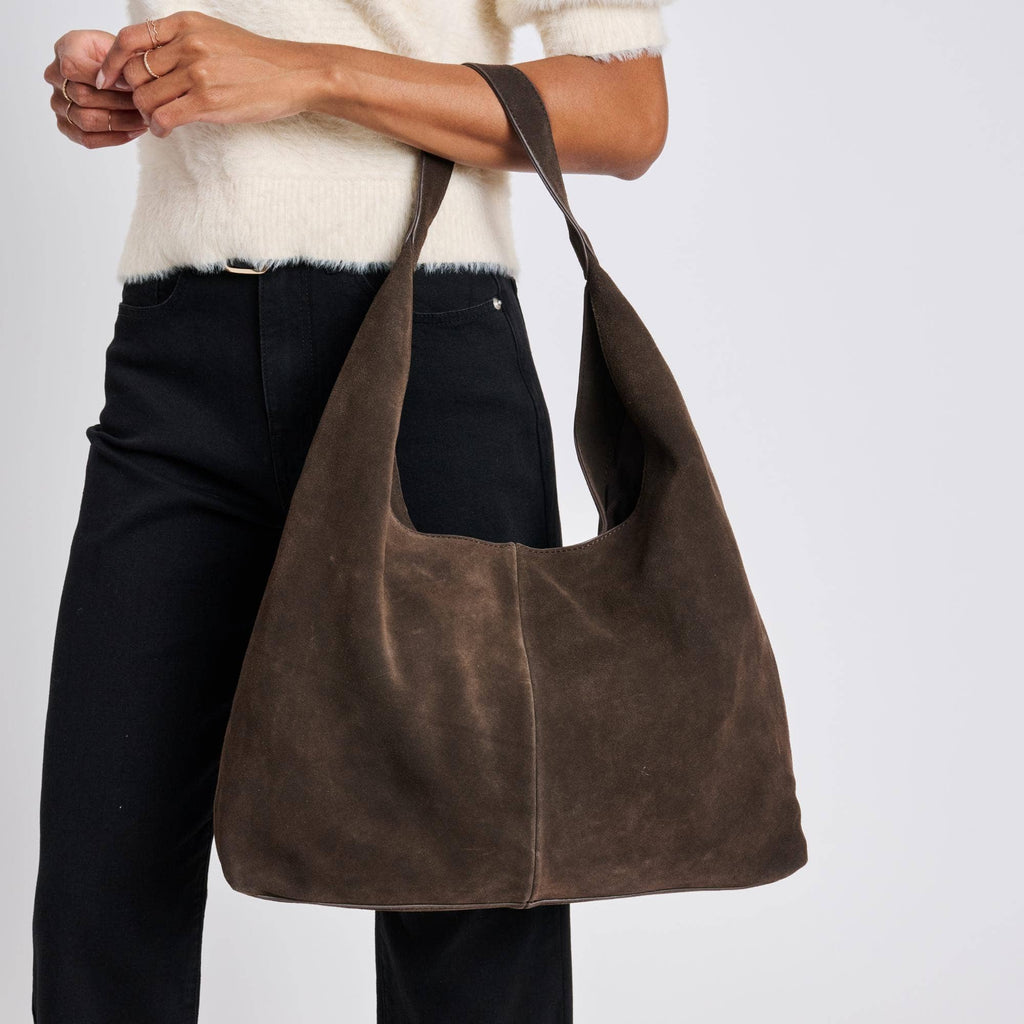 Amber Genuine Suede Leather Hobo