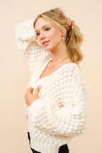 Bubble Textured Tie Front Cardigan