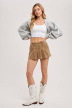 INNER FLEECE SHRUG KNIT CARDIGAN