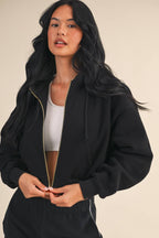 Cozy Fleece Oversized Crop Full Zip Hoodie