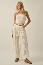 Crochet Lace Cropped Handkerchief Halter Tube Top with matching bottoms