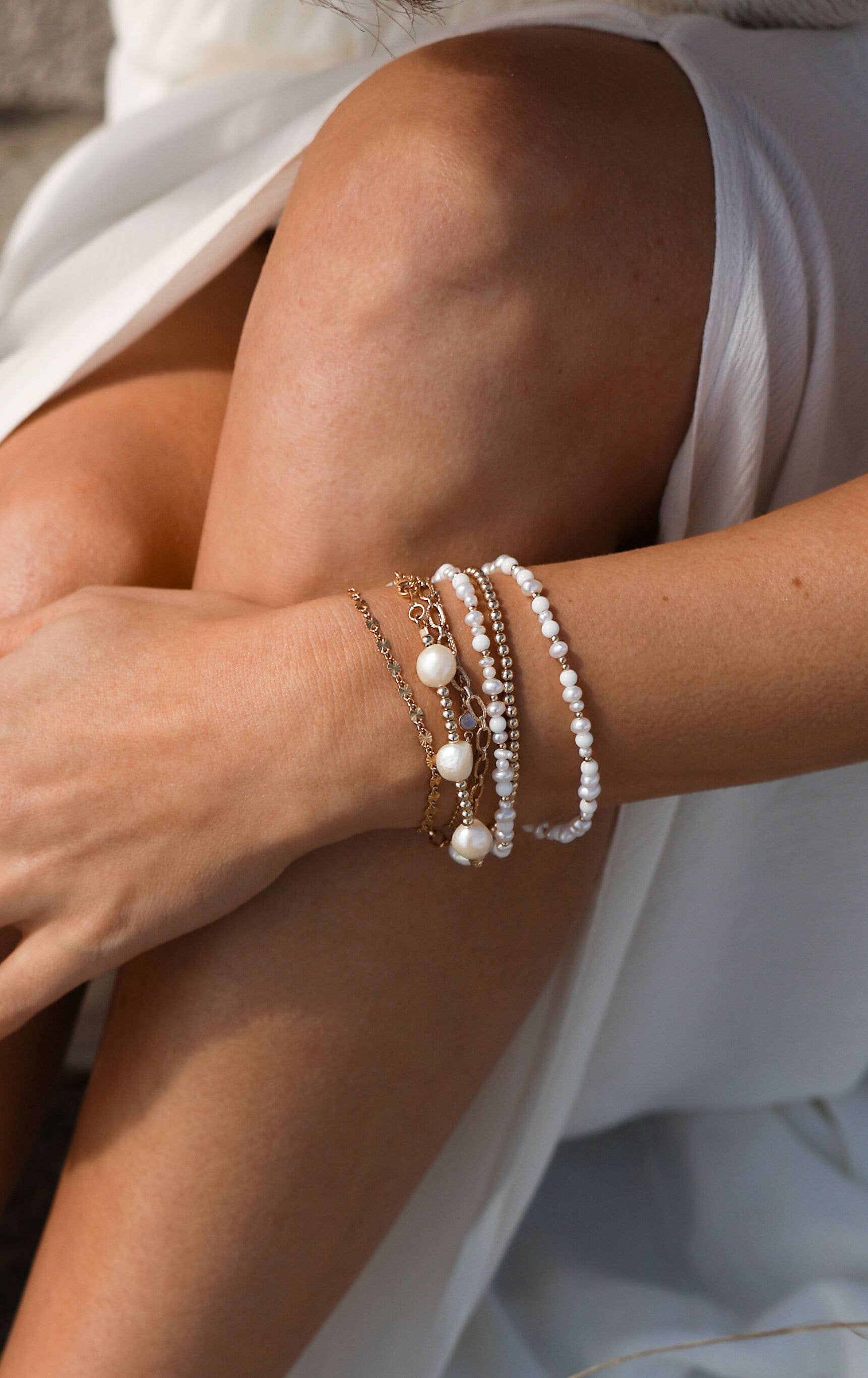 Addison Pearl Beaded Bracelet Gold Filled Sterling Silver