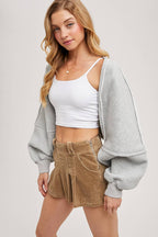 INNER FLEECE SHRUG KNIT CARDIGAN