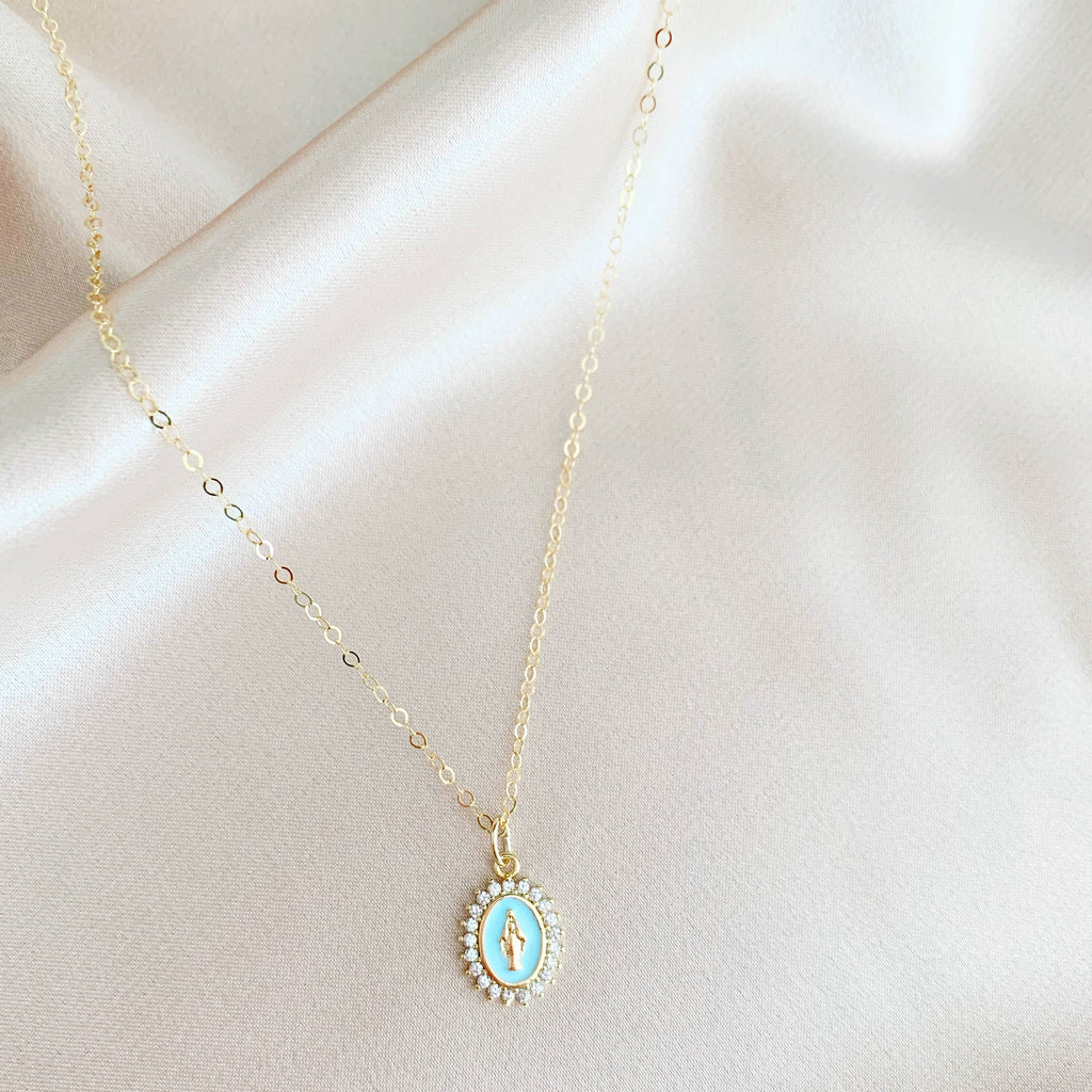 Lourdes Virgin Mary Religious Necklace Gold Filled