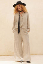 Striped Drawstring Wide-Leg Pocket Pants