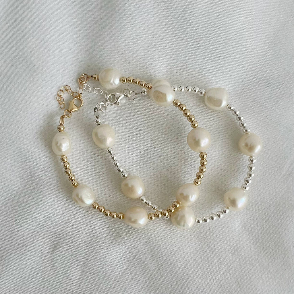 Addison Pearl Beaded Bracelet Gold Filled Sterling Silver