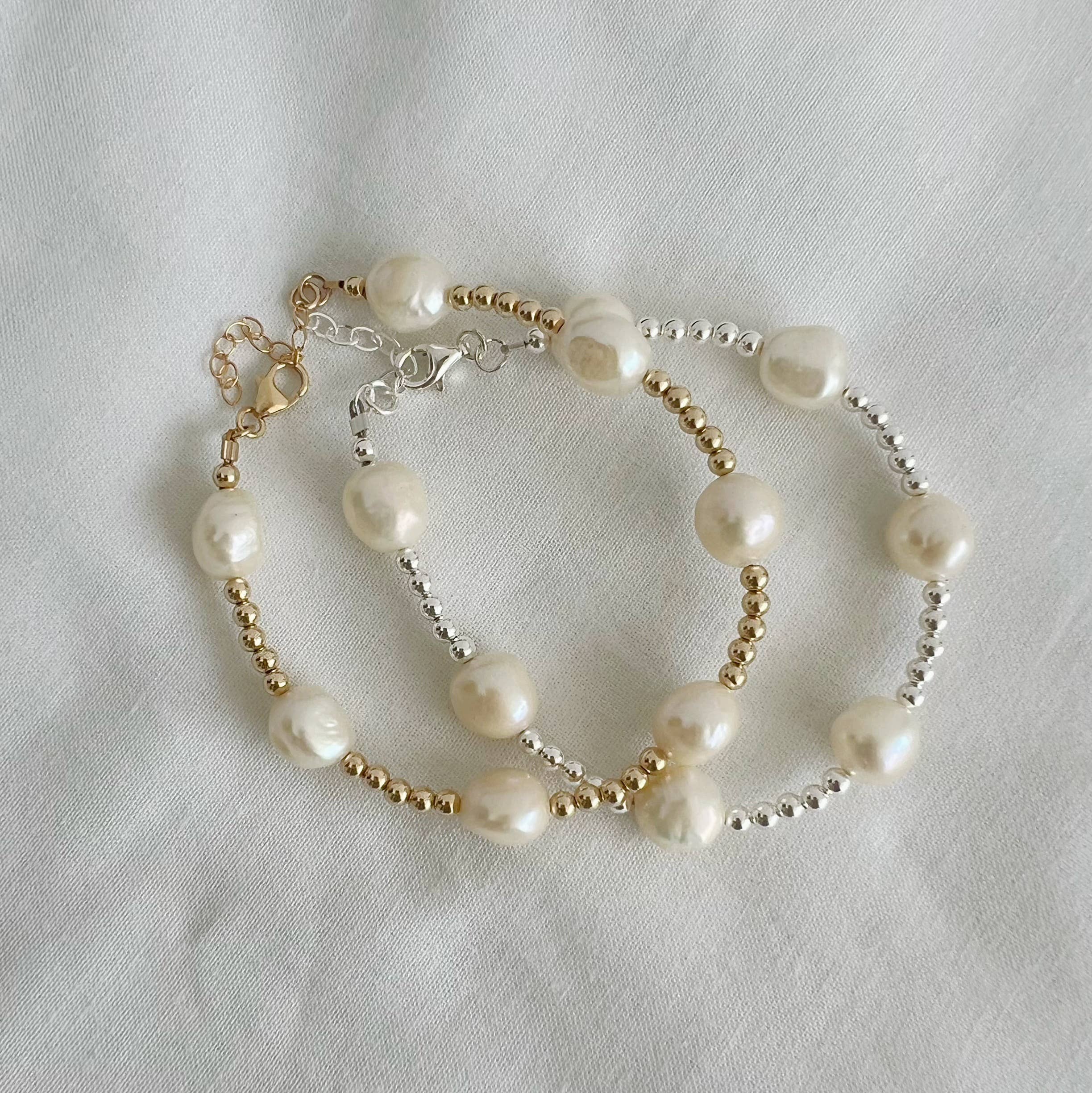 Addison Pearl Beaded Bracelet Gold Filled Sterling Silver