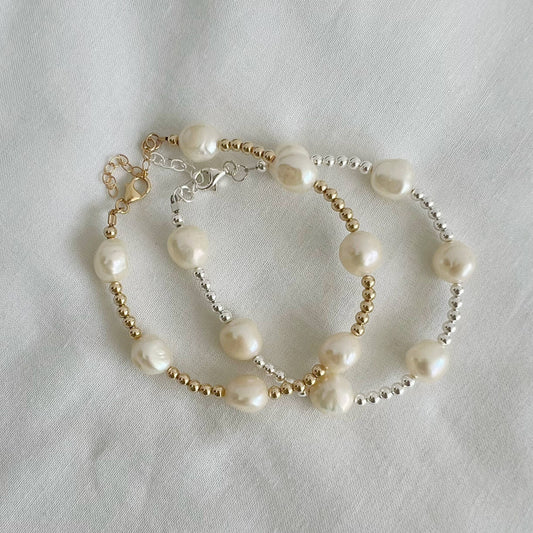 Addison Pearl Beaded Bracelet Gold Filled Sterling Silver