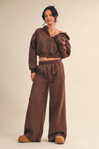 Cozy Fleece Oversized Crop Full Zip Hoodie