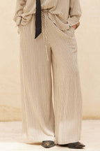 Striped Drawstring Wide-Leg Pocket Pants