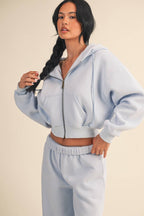 Cozy Fleece Oversized Crop Full Zip Hoodie