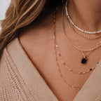 Santorini Blue Baguette Pendant Necklace Gold Filled