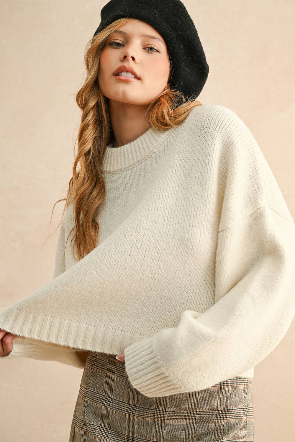 ROUND NECK SIMPLE SWEATER TOP