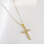 Cross Religious Cz Necklace Gold Filled