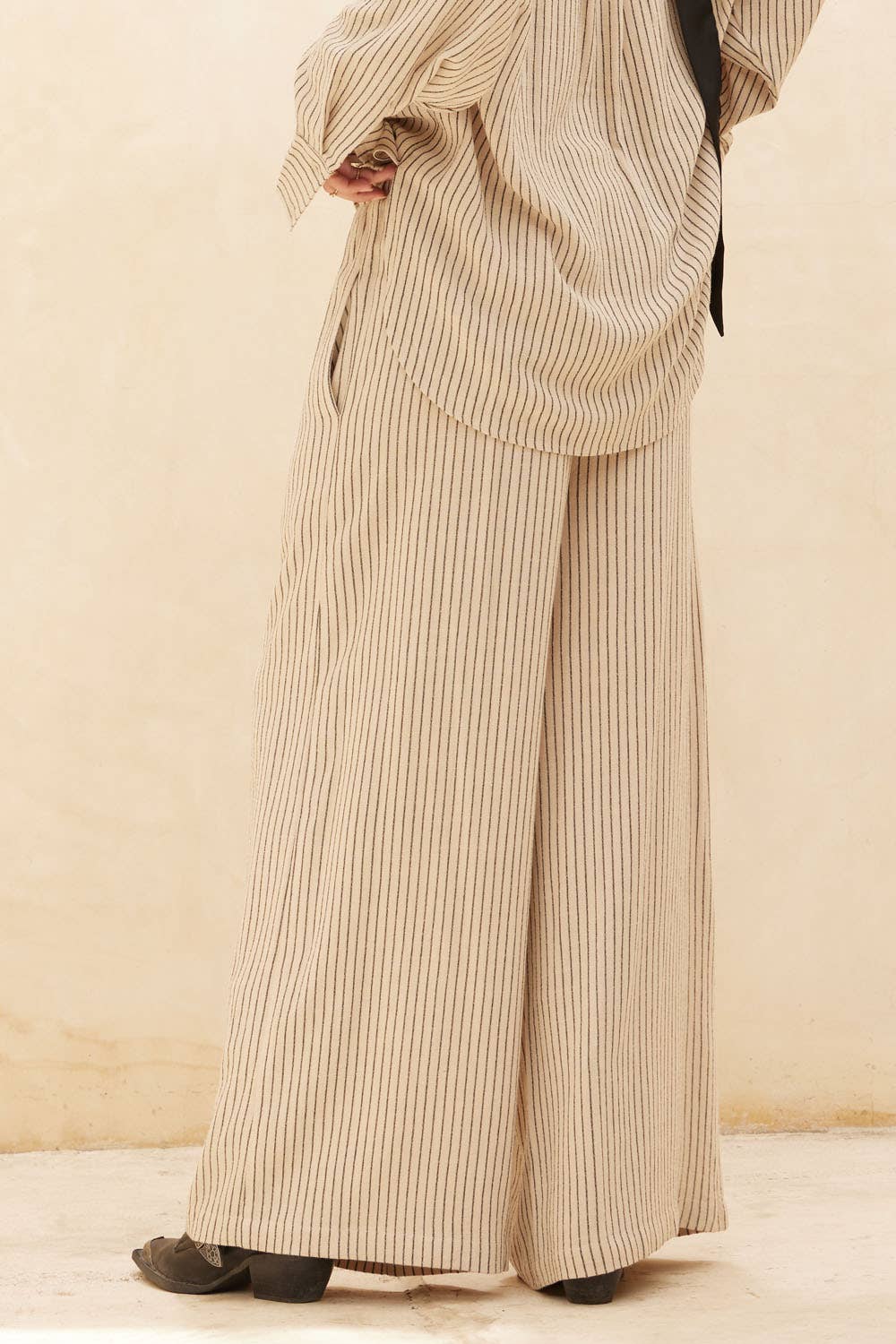 Striped Drawstring Wide-Leg Pocket Pants