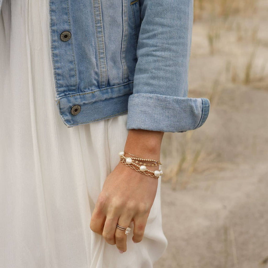 Addison Pearl Beaded Bracelet Gold Filled Sterling Silver