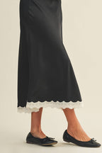 LACE TRIMMED MAXI SKIRT